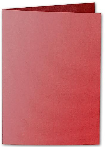 ARTOZ 25x DIN A5 Faltkarten - Rot (Rot) gerippt 148 x 210 mm Klappkarten hochdoppelt - Blanko Doppelkarte mit 220 g/m² edle Egoutteur-Rippung