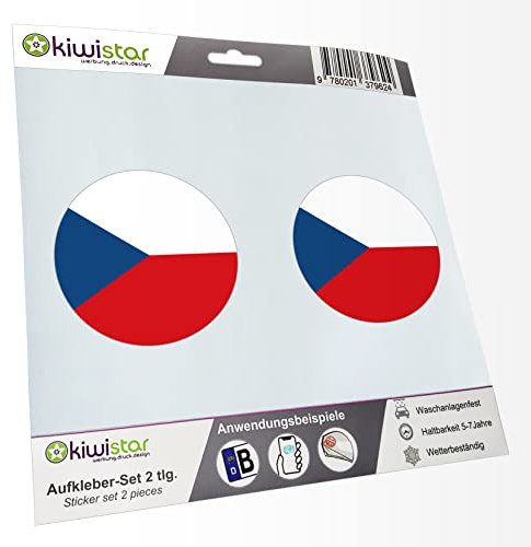 hauptsachebeklebt KIWISTAR - 2X Kennzeichenaufkleber - Tschechien - Kennzeichen Aufkleber Sticker Nummernschild Land Country Nation
