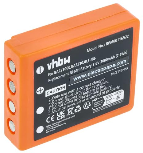 vhbw Akku kompatibel mit HBC Radiomatic Keynote | Linus 4, Micron 4, Micron 5, Micron 6, Micron 7 Industrie-Funkfernsteuerung Fernbedienung (2000 mAh, 3,6 V, NiMH)