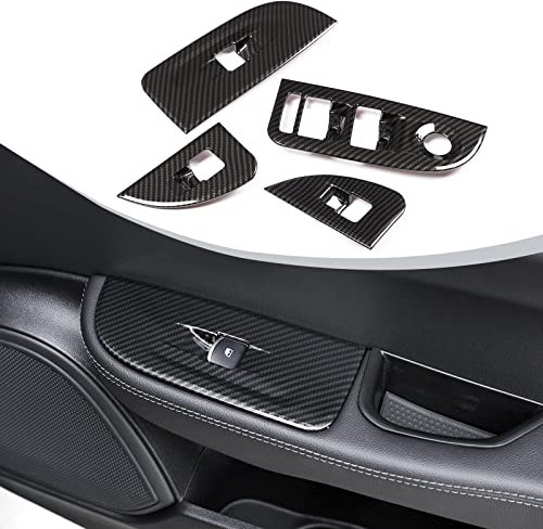 4 x Kohlefaser für Giulia 2016 2017 2018 ABS Chrom Fensterheber Schalter Rahmen Abdeckung Verkleidung Aufkleber Zubehör