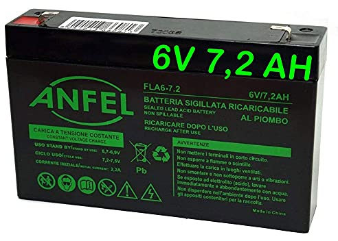 ANFEL Batteria Ricaricabile al Piombo SIGILLATA 6 Volt 7 Ah Marca