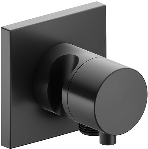 Keuco IXMO Armatur 59557, 2-Wege Ab- und Umstellventil mit Schlauchanschluss und Brausehalter, Unterputz, Griff Comfort, mit Absperrfunktion; Farbe: Schwarzchrom gebürstet