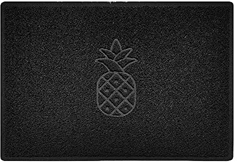 Nicoman Pineapple Embossed Shape Door Mat Dirt-Trapper Washable Barrier Doormat-(Use Indoor or Sheltered Outdoor)-(90x60cm/3x2ft,Large) Black