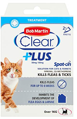 Bob Martin Clear Plus 50mg / 60mg Spot-On Solution for Cats & Ferrets Treatment Over 1kg