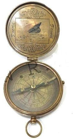 Nautischer Kompass aus Messing mit Titanic-Gravur
