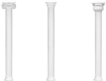 Halbsäule | rund | glatt | vorgrundierte Oberfläche | stoßfest | Klassisch | Barock | Dekosäule | Stuck | weiß | PU | N3218H Set 1 | 180 mm