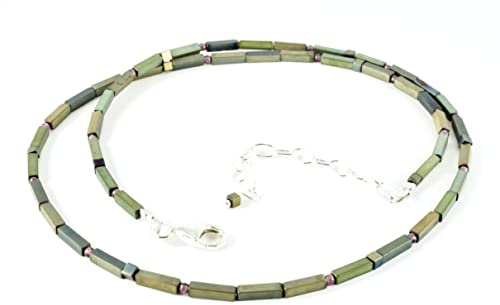 Hämatitkette, Granat, zart, Hämatit, Collier, Rechtecke und Würfel