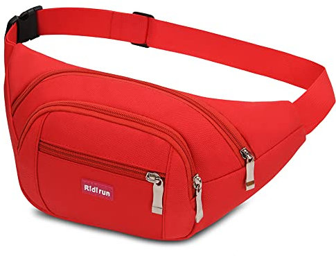 Sac Banane Homme Femme Ville De Sécurité pour Voyage Ou Outdoor Sport Waist Pack Fanny Pack pour Vie Quotidienne Ou Randonnée (Rouge)