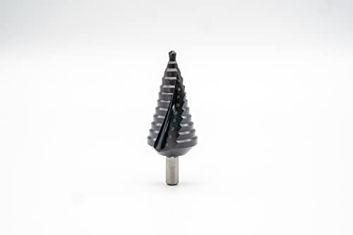 BAER HSS-TiAlN Stufenbohrer 4-12 mm (9 Stufen) - Konusbohrer - Schälbohrer - Lochbohrer - Baustähle, CrNi-Stähle, NE-Metalle und Edelstähle bis 6 mm Stärke