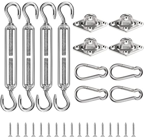 Belle Vous Halterung für Sonnensegel Set (29 Teile) - Ösenplatten und Befestigungselemente aus Edelstahl - Hochwertiges Zubehör Sonnensegel für Garten, auf der Terrasse oder Rasen