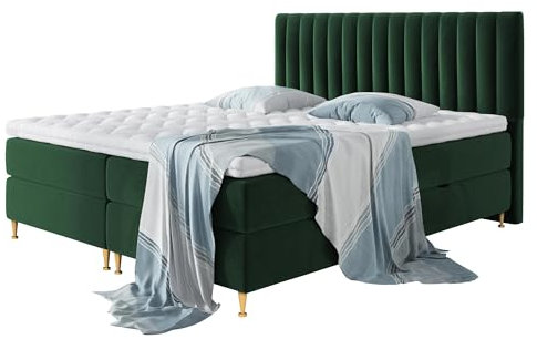 Mirjan24 Boxspringbett Nerpa, Doppelbett mit Topper und Matratze, Polsterbett mit 2 Bettkästen + Gasdruckfedern, Bett mit Kopfteil, Bettgestell für Schlafzimmer (Fresh 13, 160 x 200 cm)