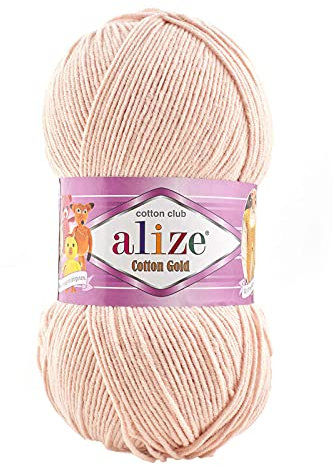100g Strickgarn Alize Cotton Gold Uni Klassikgarn Häkelgarn Strick-Wolle Farbwahl, Farbe:401 quarzrosa