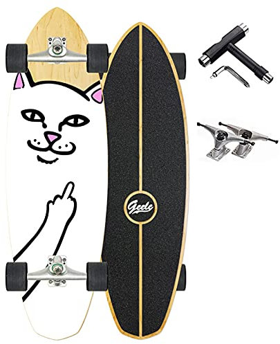 Skateboard Komplette Surf Dance Cruiser Board Drop-Through Freeride, 75x24cm Komplettboard Mit ABEC-11, Waveboard Für Anfänger Kinder Jugendliche, 8 Lagen Maple Ahorn, Mit All-In-One T-Tool,B