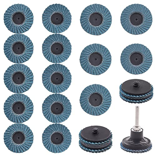 Rustark 21Pcs 2” Quick Change Flap Dics Set with 1/4 Shank Disc Holder, 40/60/80/120 Grit Roll Lock Flap Dics Roloc Quick Change Sanding Dics for Rotary Tool