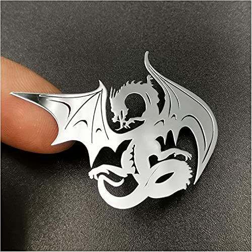 2 x selbstklebende Metallaufkleber mit Drachen-Abzeichen, Chrom-Aufkleber, Fensterbox, Handyhülle, Aufkleber für Auto, iPad, iPhone und Laptop (Silber)