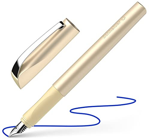 Schneider 168653 Ceod Shiny Füller (Rechts- und Linkshänder, M-Feder, inkl. Tintenpatrone königsblau) gold Medium
