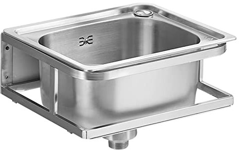Waschbecken für Wandmontage Waschtisch, Handwaschbecken aus Edelstahl, Handwaschbecken mit Wasserhahn und Abfluss, Gewerbewaschbecken, Badezimmer-Waschbecken mit Handtuchhalter, für Hotel/Toilette