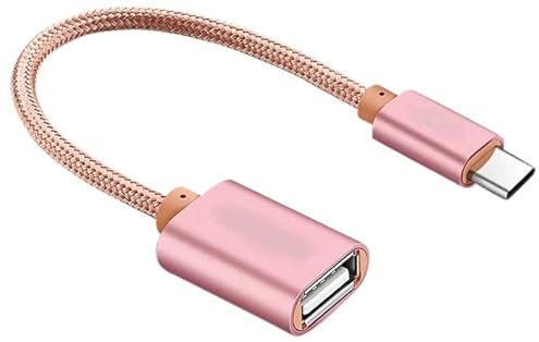 Adaptateur Type C/USB pour WIKO Power U30 Smartphone & Mac USB-C Clef Connecteur (Rose)