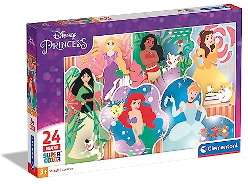 Clementoni - 24232 - Supercolor Puzzle Disney Princess - Puzzle Mit 24 Teile Maxi - Puzzle Für Kinder Ab 3 Jahren, Made In Italy