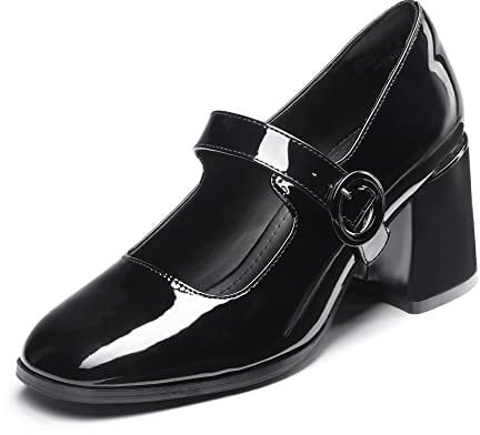 DREAM PAIRS Women's Mary Jane Shoes Close Toe Dress Pumps Shoes SDPU2232W,Size 5,Bright Black,SDPU2232W