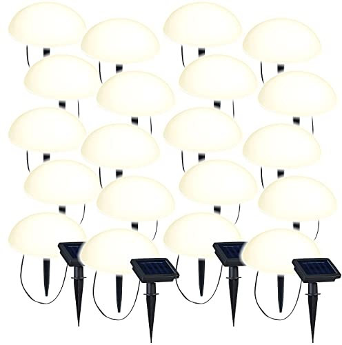 Lunartec Solar Gartenkugeln: 4er-Set Solar-Bodenlichterketten mit je 5 warmweißen Halbkugeln, IP44 (Leuchthalbkugel, Lichterkette Halbkugeln, Bodenleuchte)