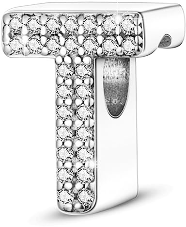Letter Charms Fits Pandora Armbänder S925 Sterling Silber Initial Charms für Armbänder Alphabet A-Z Buchstaben Armbänder Halskette Anhänger mit Cubic Zirkonia für Frauen