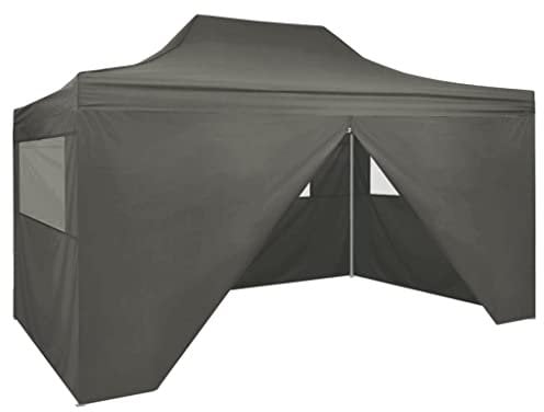KOIECETA Profi Partyzelt Faltbar mit 4 Seitenwänden Wasserbeständig Pavillon Festzelt Gartenzelt Bierzelt Faltpavillon Garten 3x4m Stahl (Anthrazit)
