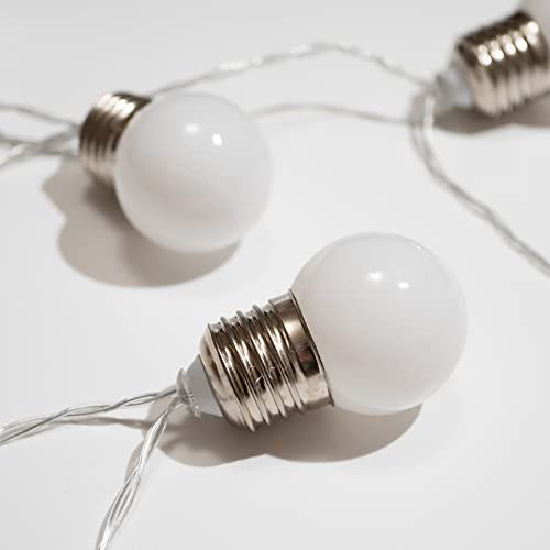 10 LED Bulb Timer Lights - Warm White Battery Operated String Light - Indoor & Outdoor Battery Fairy Lights with Timer