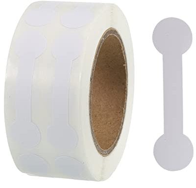 sourcing map 1 Roll Blank Tamper Evident Labels 0.43x 1.65 Inch Adhesive Dumbbell Shape Top Stickers for Coffee Cup, Milk Tea Cups, 500 Count/Roll White