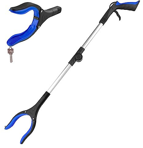 Relota 1 Pezzi Pinza Telescopica Pieghevole 80cm, Testa Rotante 360° Pinza Prensile in Alluminio, Raccoglitore di Immondizia con Punte Magnetiche, Pinza Morsetto in Gomma, Bastone Raccogli Rifiuti
