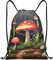 PIXOLE Rucksack mit Kordelzug, Motiv: Pilz, bedruckt, wasserabweisend, Sportbeutel, Turnbeutel, für Männer und Frauen, Malerei Pilz, Medium