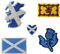 Set mit 5 Aufnähern, Schottland-Stickerei, zum Aufbügeln oder Aufnähen, bestickt, Motiv: schottische Flagge, Karte mit Herz, Distel, schottischer Löwe