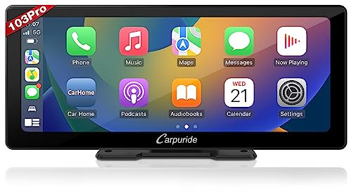 Carpuride W103 Pro con transmisión inalámbrica Bluetooth portátil Carplay y Android Auto Car Stereo, Pantalla táctil de 10,3 Pulgadas 1080P, Mirror Link/GPS/Siri/FM/G00gle