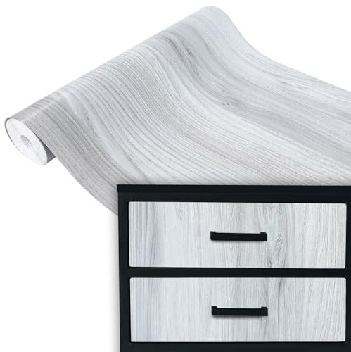 Klebefolie Möbel 67,5x100 cm | Selbstklebende Möbelfolie in Holzoptik - wasserfest und zuschneidbar | Folie für Möbel ideal zum Renovieren von Schränken, Türen und Arbeitsplatten | Hellgraue Eiche