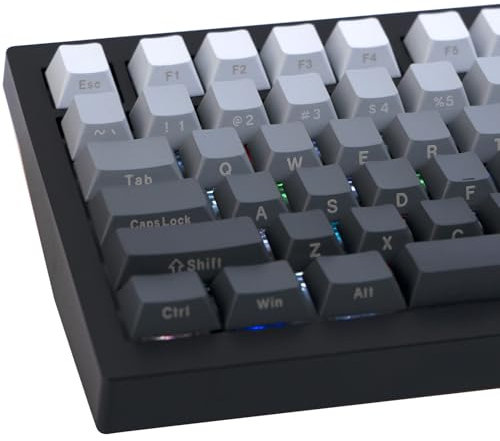 JOLINTAL 124 Tasten Gradient Grau Keycaps Cherry Profile, Custom Dye Sub PBT Tastatur Tastenkappen für Mechanische Gaming Tastatur (QWERTY Keycaps US Layout)