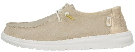 HEYDUDE Wendy Metallic Sparkle Damen - Slip on Flache Schuhe - Mokassin Stil, Gold, 40