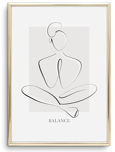 Tales by Jen Kunstdruck, Line Art Poster: Yoga - Balance | Stilvolles Premium Poster auf hochwertigem Papier | Home Deko Interior Achtsamkeit Wandbilder für Wohnzimmer Schlafzimmer | Ohne Bilderrahmen