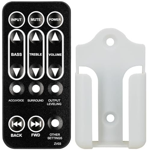 Replacement Remote Control for ZVOX Sound Base Soundbase Omni Z-Base 220 320 330 350 420 440 450 550 555 580 670 770 SoundBar TV Speaker (with Mounting Bracket)