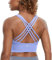 CRZ YOGA Damen Longline Sport-BH Ohne Bügel Gepolstert Bra Top Wirefree Padded Yoga Crop Tops Immergrünes Violett L