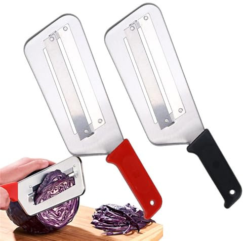 YGMXZL Kohlschneider Krauthobel,2er-Set Handschneider aus Edelstahl,Multifunktional Zerkleinerer Aktenvernichter Sauerkraut Cutter,Karrotenreibe