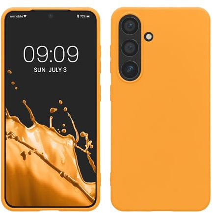 kwmobile Custodia Compatibile con Samsung Galaxy S24 Cover - Back Case per Caricatore Wireless - Antiurto e Flessibile in Silicone TPU - arancia fruttata