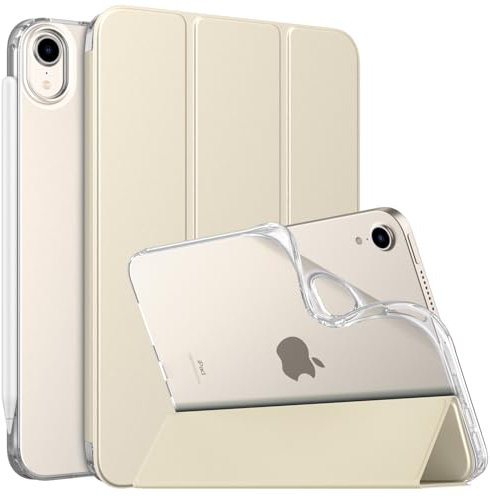 MoKo Hülle Kompatibel mit Neues iPad Mini (A17 Pro) 2024, iPad Mini 6.Generation Tasche 2021 (8,3-Zoll), Weiches TPU Transluzent Rückendeckel Schlankes Etui für iPad Mini 7/6 Gen, Champagner Gold