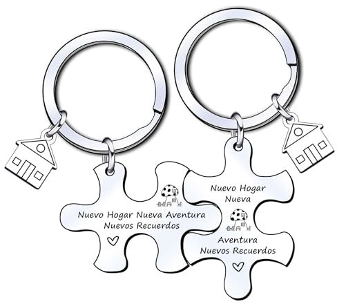 ZYMGUO 2 Piezas-Nuevo Hogar Nuevas Aventuras-Puzzle Llavero,Regalos día de San Valentín,Navidad,Regalos de Cumpleaños (2)