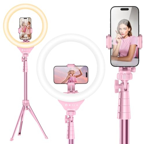 Luz Selfie de 12 Pulgadas con trípode para teléfono (Rosa)