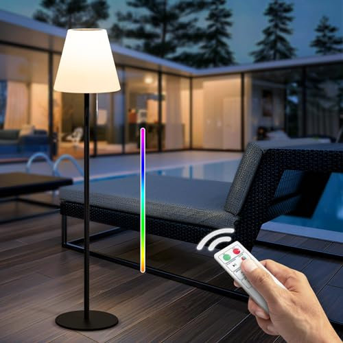 NiceBuy Solari Lampade Da Terra Esterno Giardino Senza Fili Led Dimmerabile RGB Lampada Da Terra Ricaricabile USB,IP44 Impermeabile Per Terrazzo Camera Da Letto Decorative(Nero)