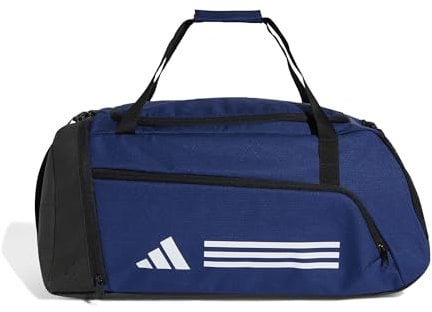 adidas Unisex Essentials 3-Stripes Duffel Bag, Dark Blue/White, M