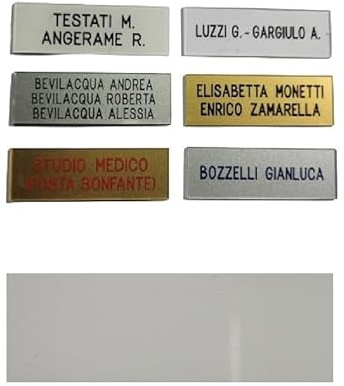 Weißes Türschild 1,5 x 5,5 cm Dicke 1 mm Kunststoff Gravur inklusive Externer Türdrücker (2 Linien)