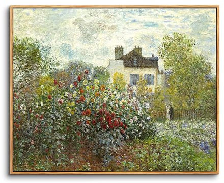 hyidecorart Vintage Leinwand Bilder mit Rahmen Holz, 20x25 cm Klein Wandbilder Wohnzimmer Claude Monet Garten Bild Aesthetic, Wanddeko Schlafzimmer Gemälde Desktop Badezimmer Büro Zimmer Esszimmer