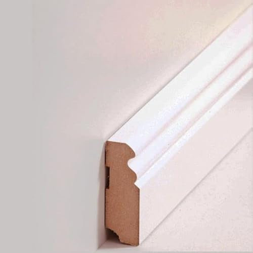 Sockelleiste MDF 19 x 58 x 2500 mm MDF-Kern foliert Weiß zum Kleben, Schrauben & Nageln Fußleiste by PROVISTON 62.5 Meter | 25 Stück