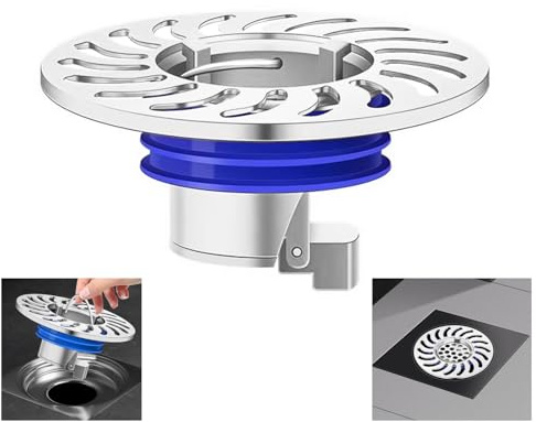QruiLanTu Odor Proof Floor Waste Shower Floor Waste Backflow Preventer One Way Drain Valve Brass Drain Filter Prevent Backflow, Prevent Anti-Odor Dispersion in Bathroom and Kitchen（Galvanized）
